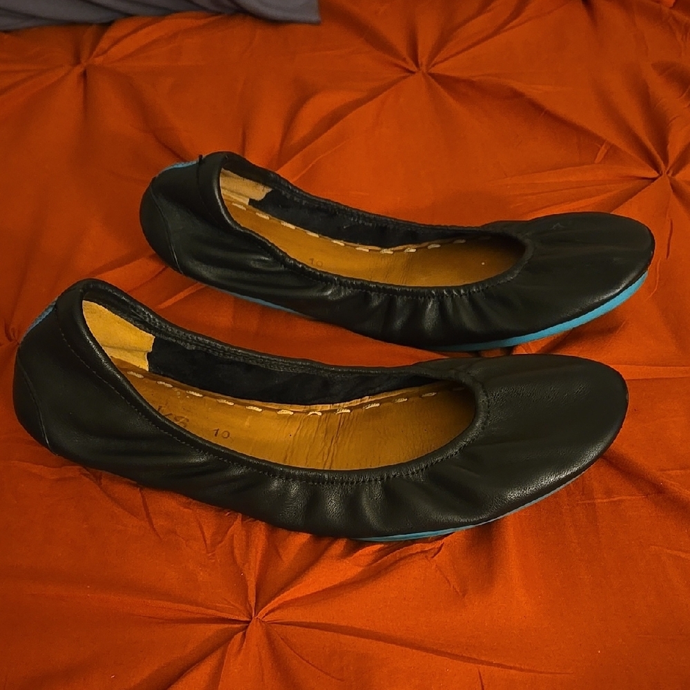 TIEKS, Black Leather Women's Ballet Flats